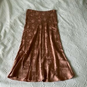 Moonflower Pink Satin Midi Skirt